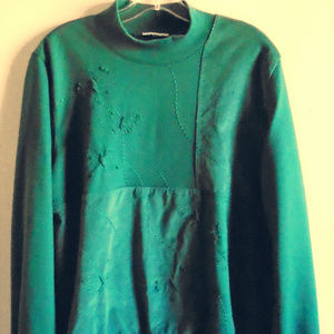 Embellished Green Sweatshirt Sz L